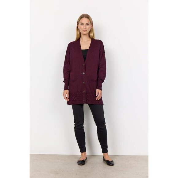 NWT SOYA CONCEPT DOLLIE 739 Burgundy Wine Mid Length Button Down Cardigan - Picture 1 of 5